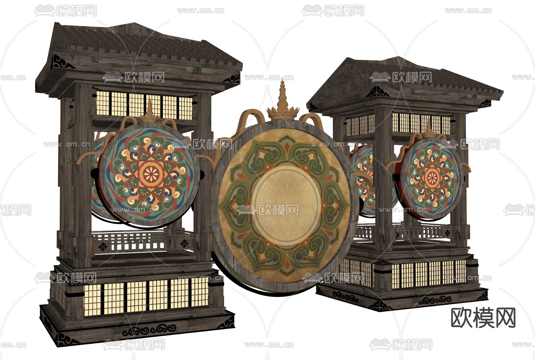 新中式网红美陈su模型下载（渲染图1）