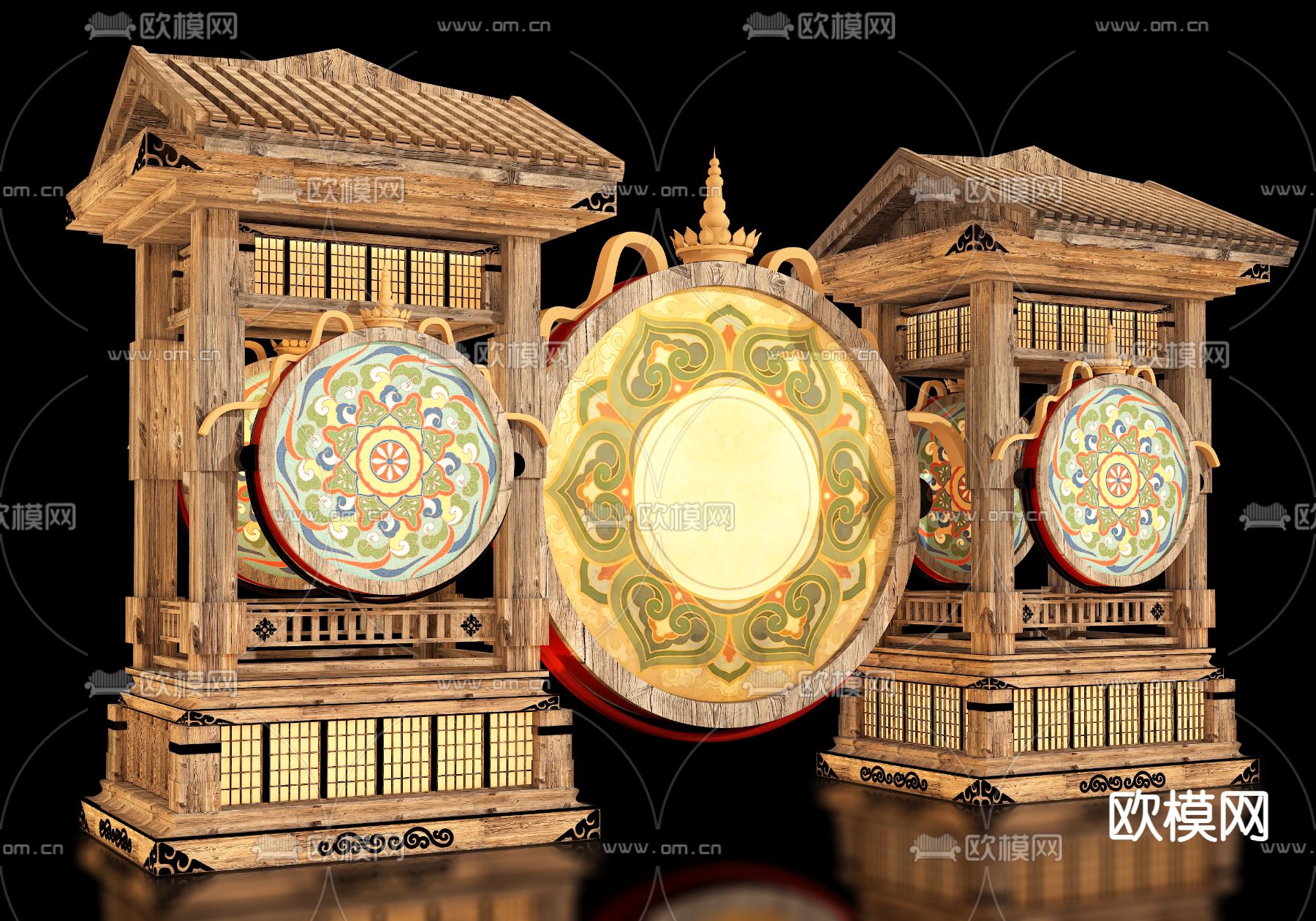 新中式网红美陈su模型下载（渲染图2）