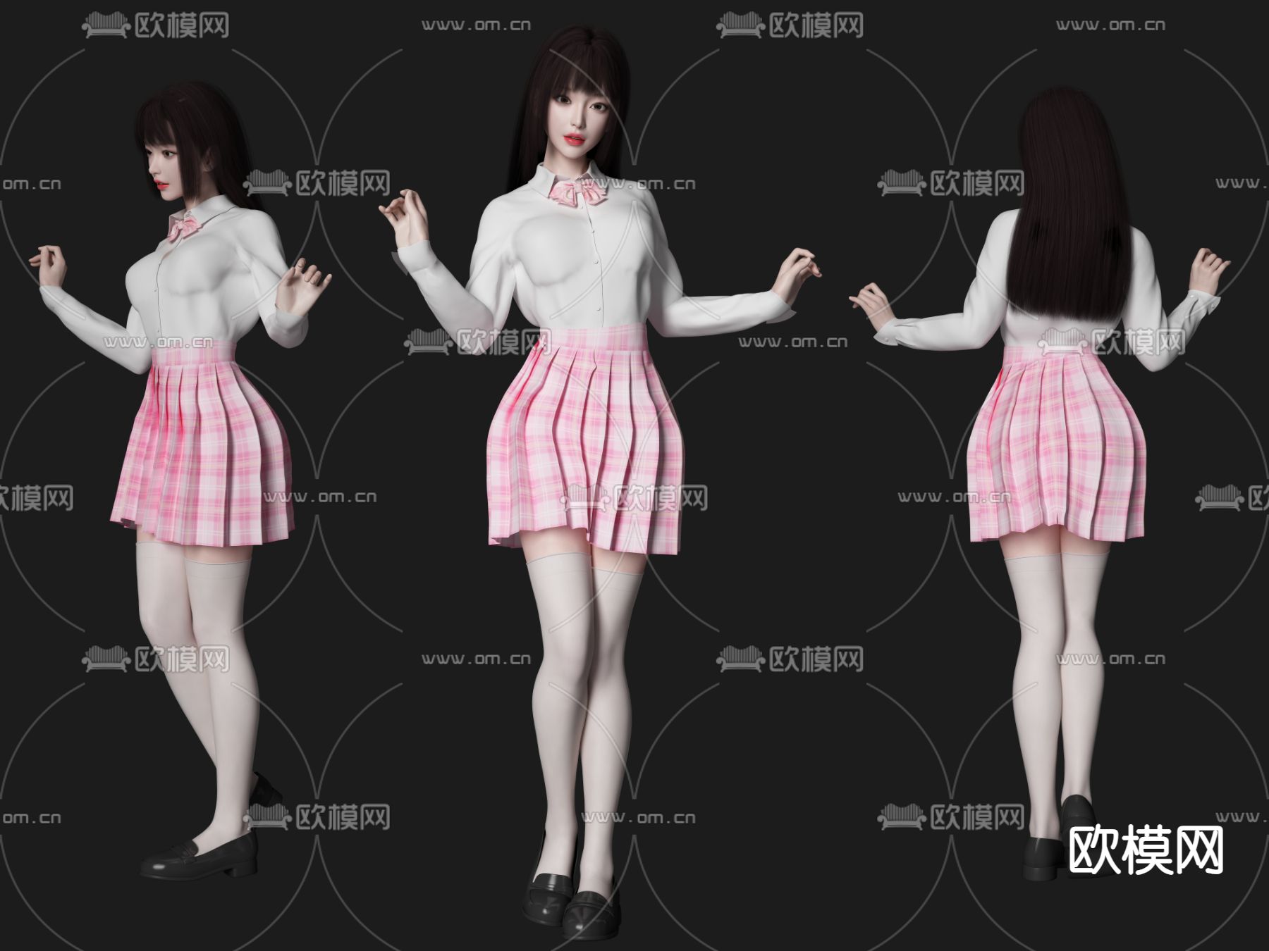 jk美女人物 女生su模型下载（渲染图2）