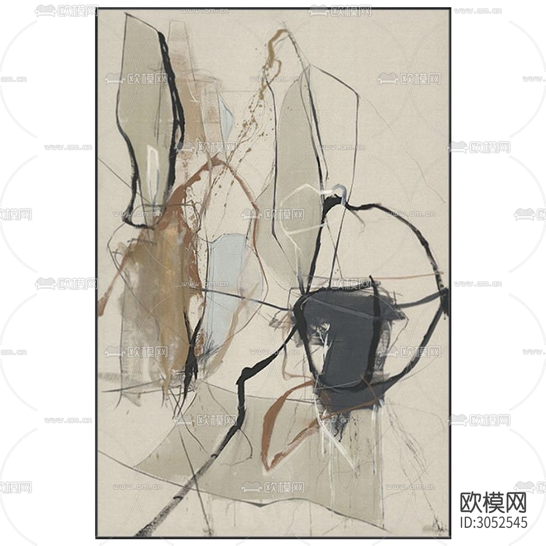 抽象挂画 艺术画 装饰画贴图下载（渲染图10）