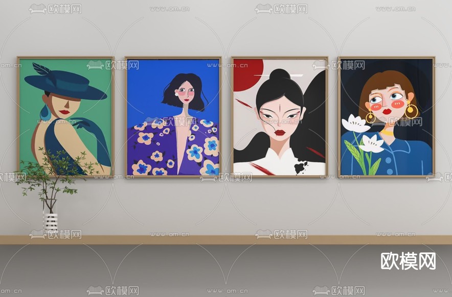 人物画 艺术画 组合画3d模型下载