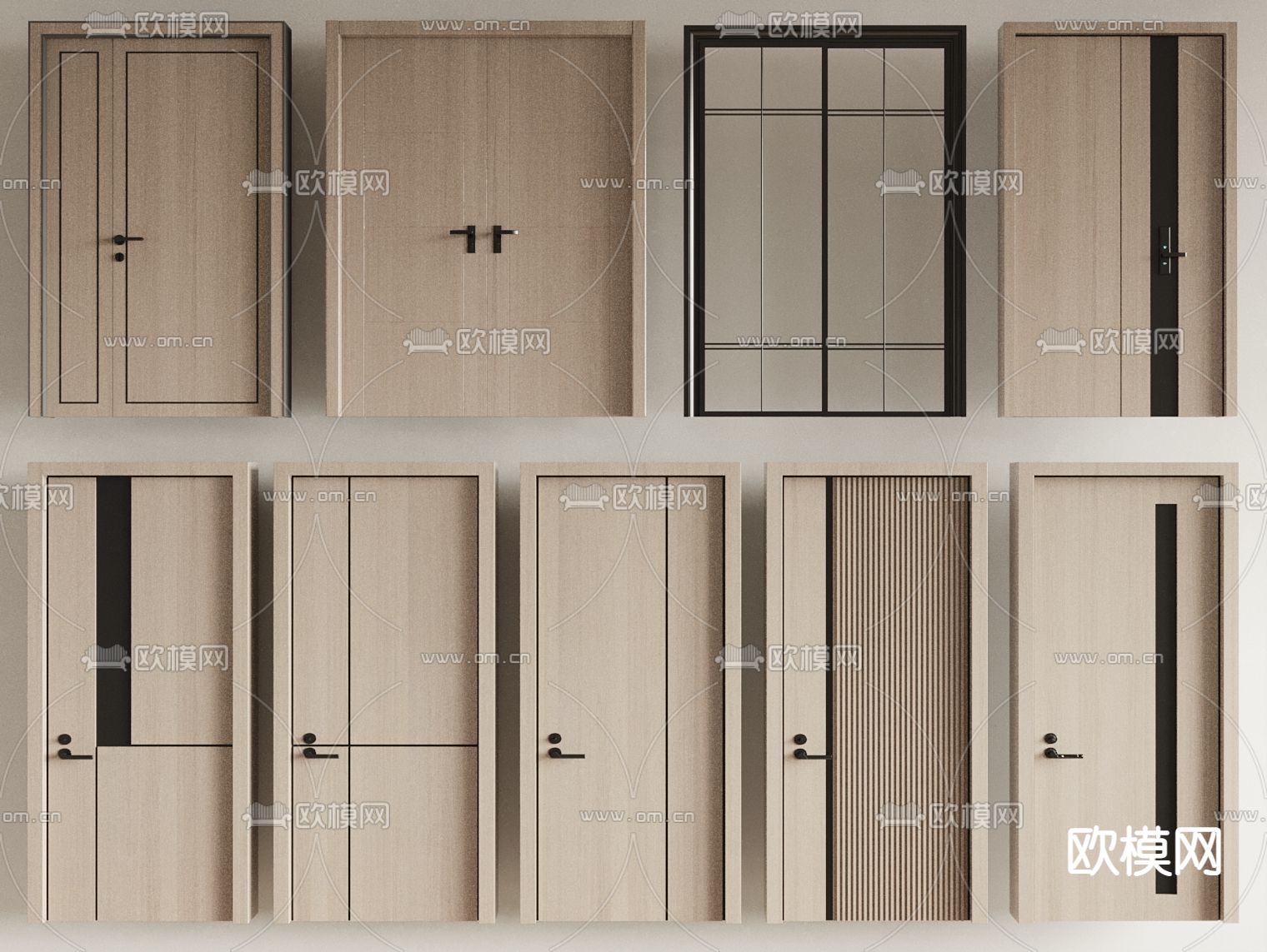 双开门 入户门 子母门 单开门3d模型下载