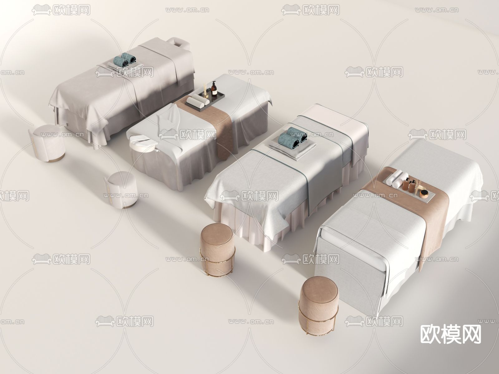 现代美容spa按摩床su模型下载（渲染图2）