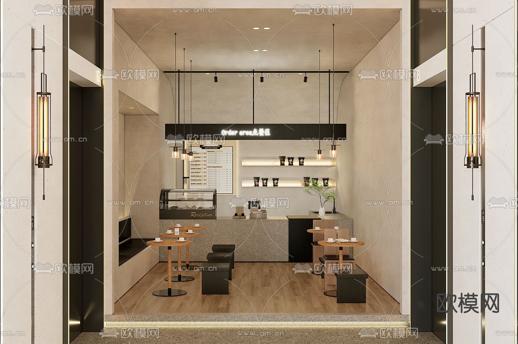 侘寂风咖啡厅su模型下载（渲染图2）