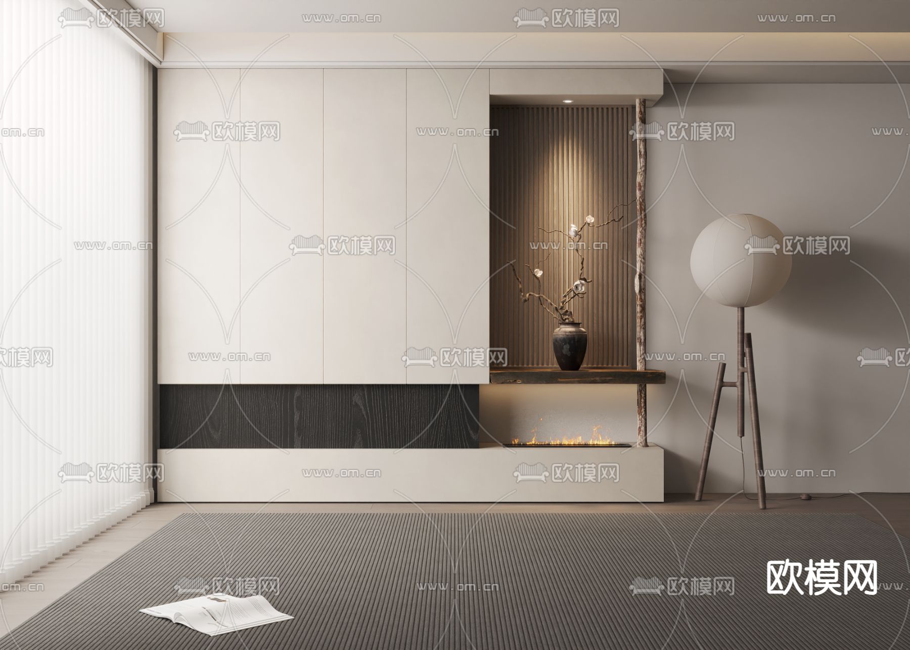 侘寂玄关柜 隔断柜 装饰柜3d模型下载