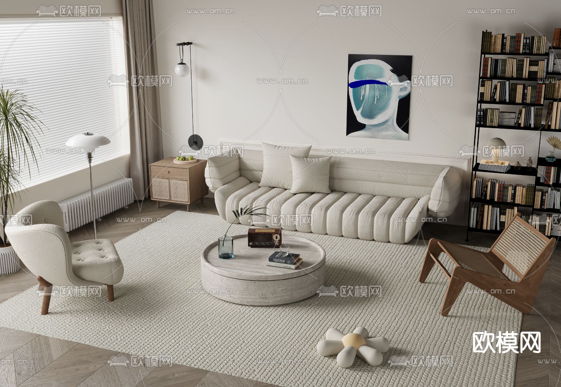 侘寂组合沙发3d模型下载