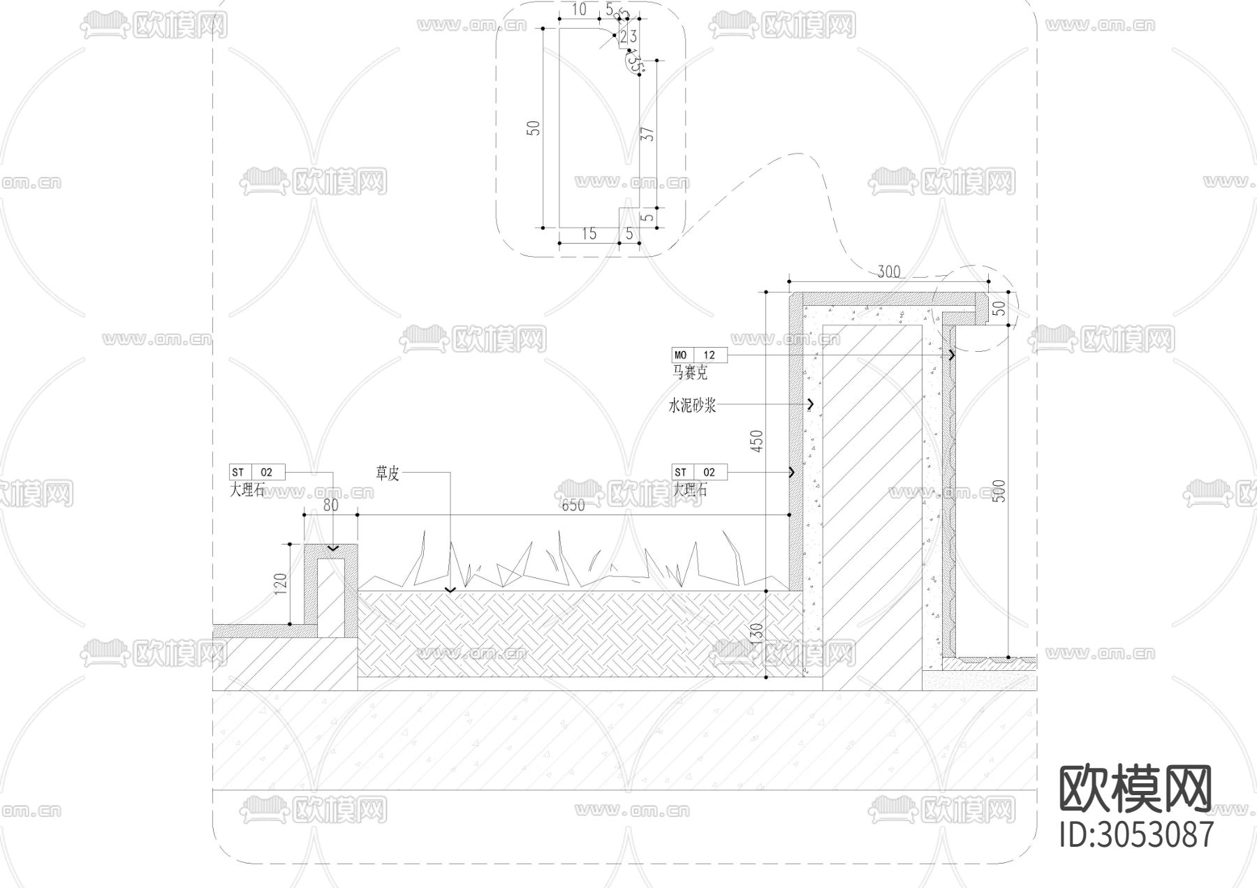 室内通用节点详图 卫生间 家具 水景等cad大样图下载（渲染图2）