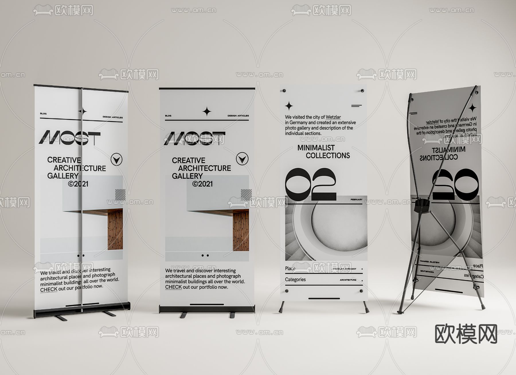 易拉宝 广告牌 龙门架 广告展架3d模型下载