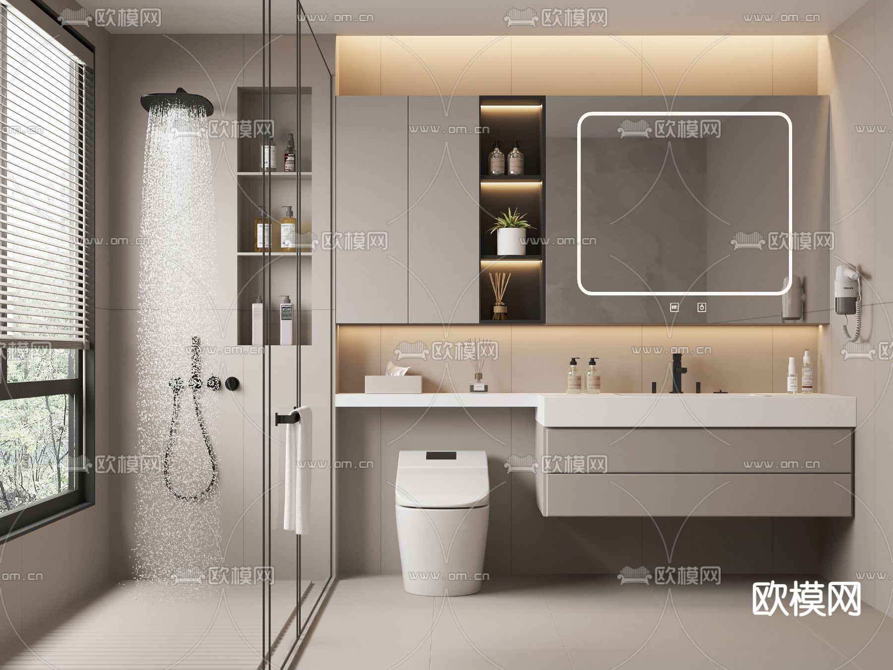 现代卫生间 浴室 洗手间3d模型下载