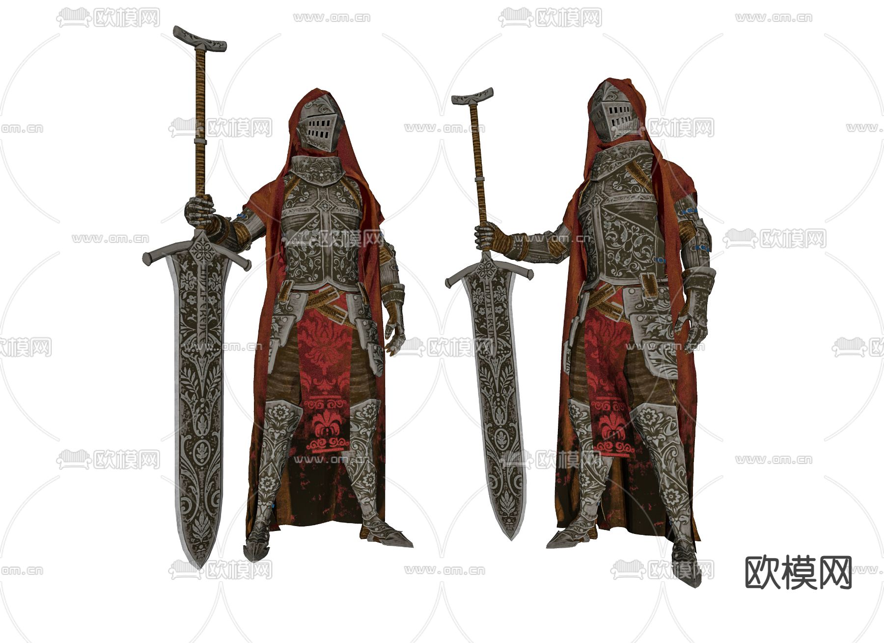 欧式古典骑士su模型下载（渲染图1）