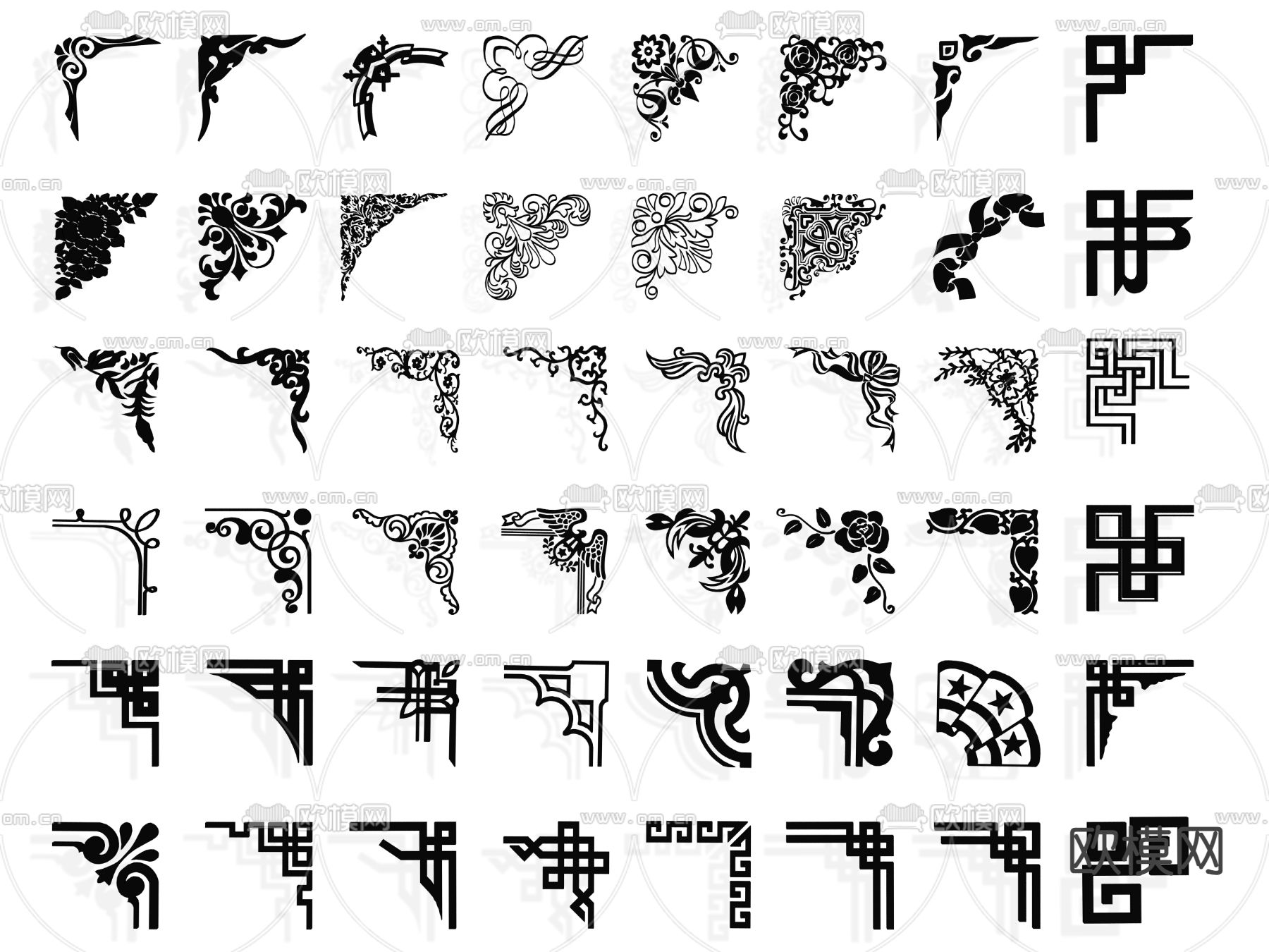 中式角花 角线雕花 镂花 花框su模型下载（渲染图2）