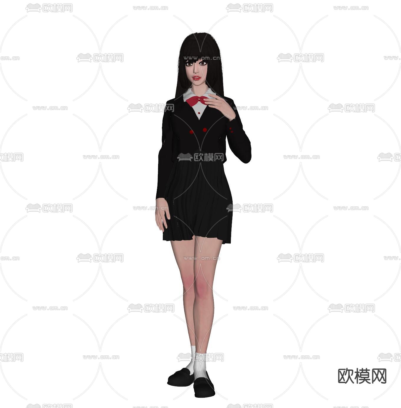 jk美女人物 女生su模型下载（渲染图1）