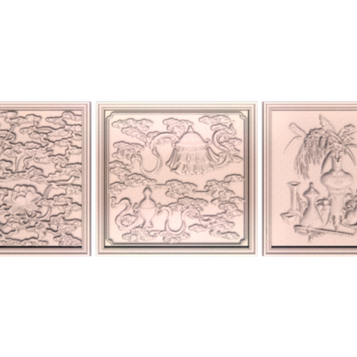  中式浮雕 石材浮雕 浮雕画 雕花su模型 
