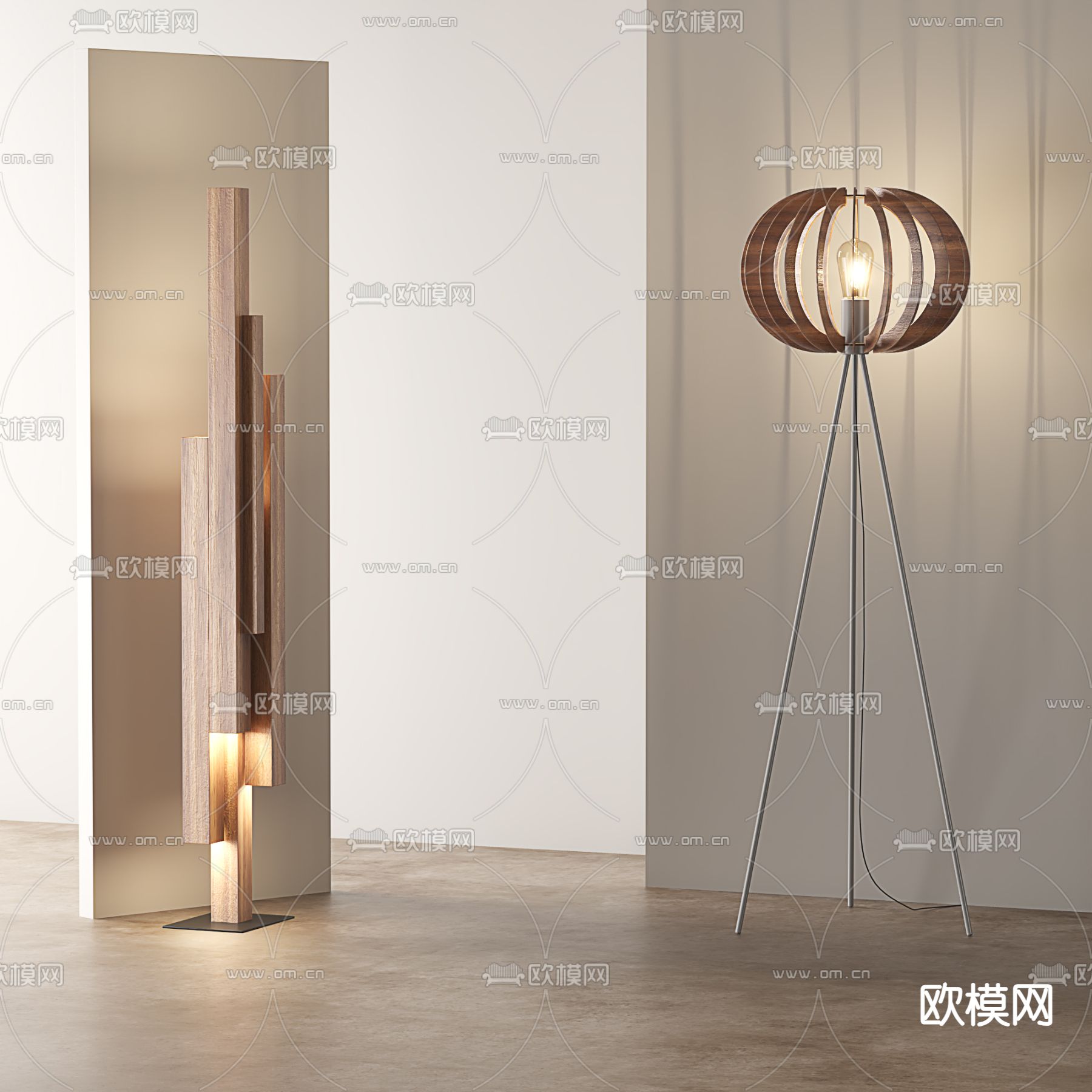 侘寂落地灯3d模型下载