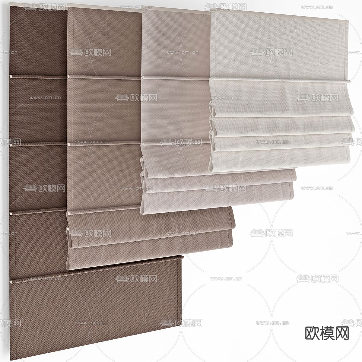 现代窗帘 罗马帘 折叠帘 卷帘3d模型