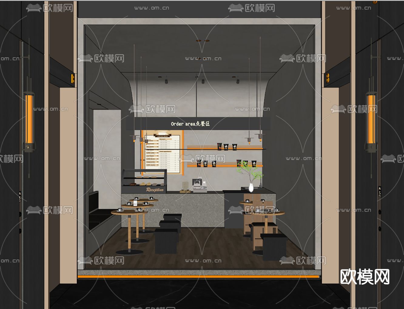 侘寂风咖啡厅su模型下载（渲染图1）
