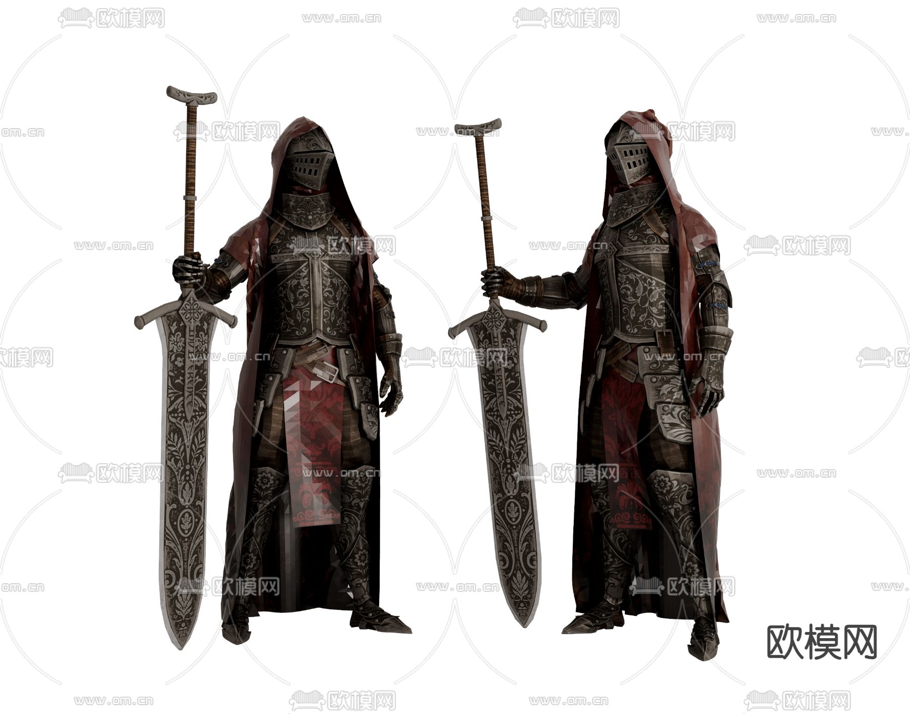 欧式古典骑士su模型下载（渲染图2）