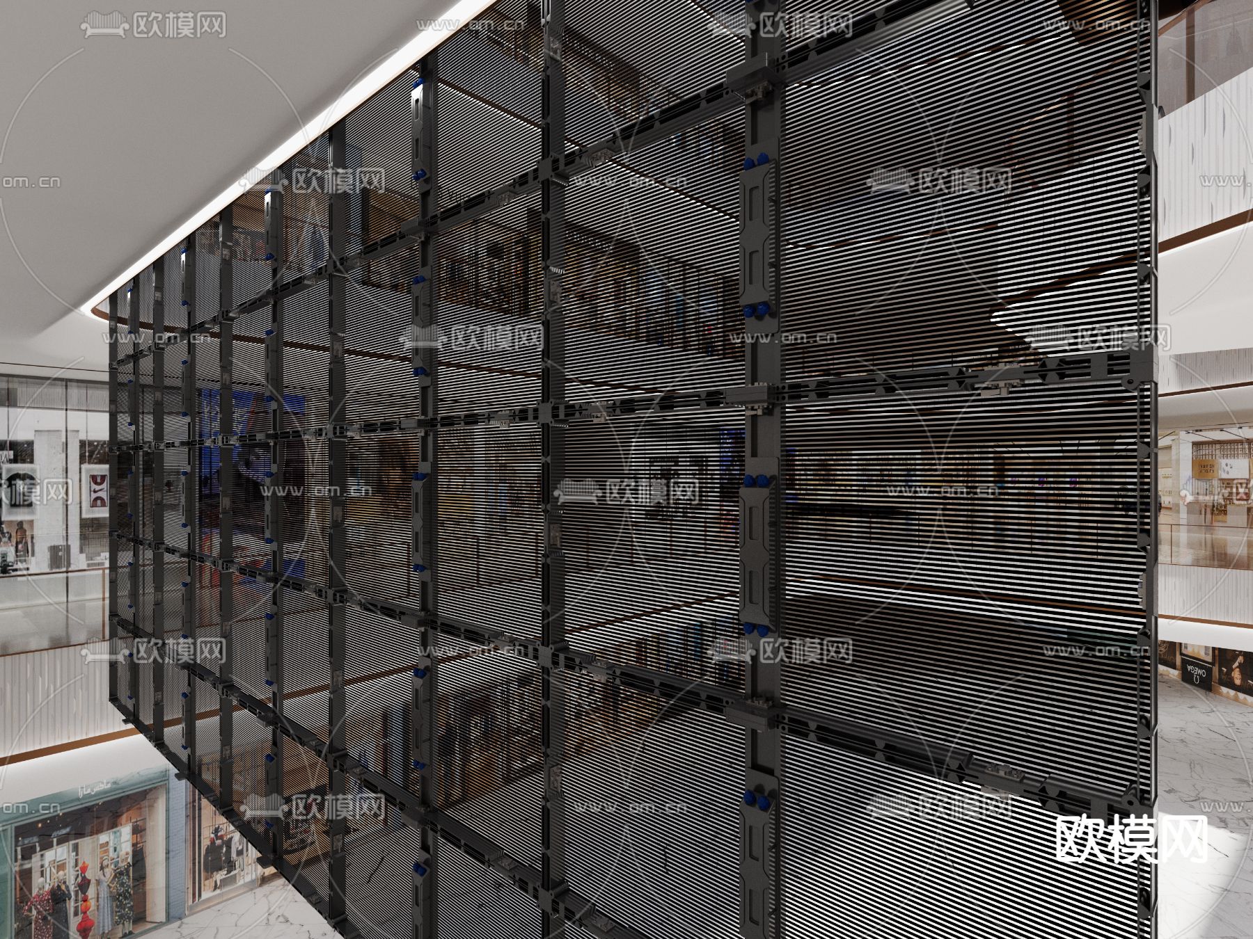 商场LED屏幕 冰屏 广告屏 拼接屏3d模型下载（渲染图2）