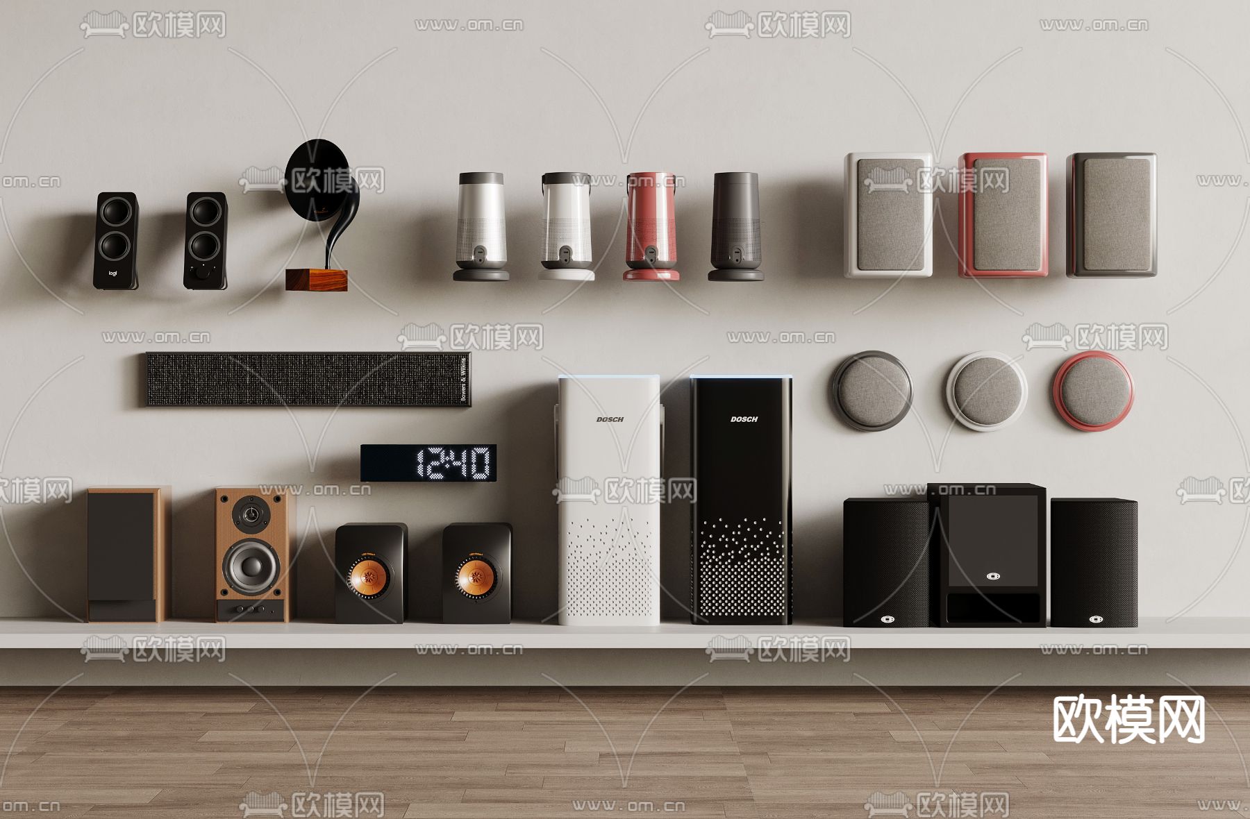 立式音箱 环绕音响 低音炮 喇叭3d模型下载