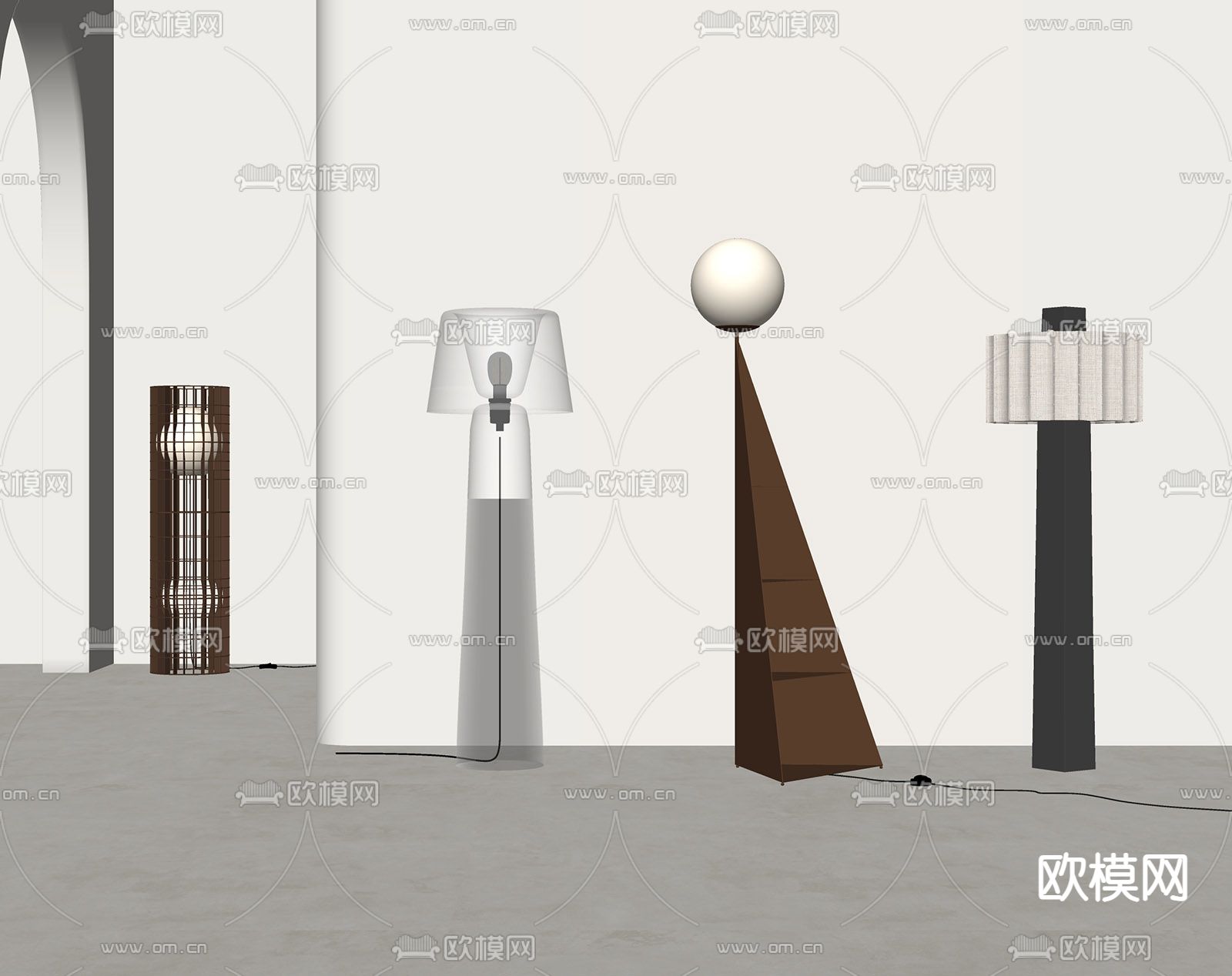 侘寂风落地灯su模型下载（渲染图1）