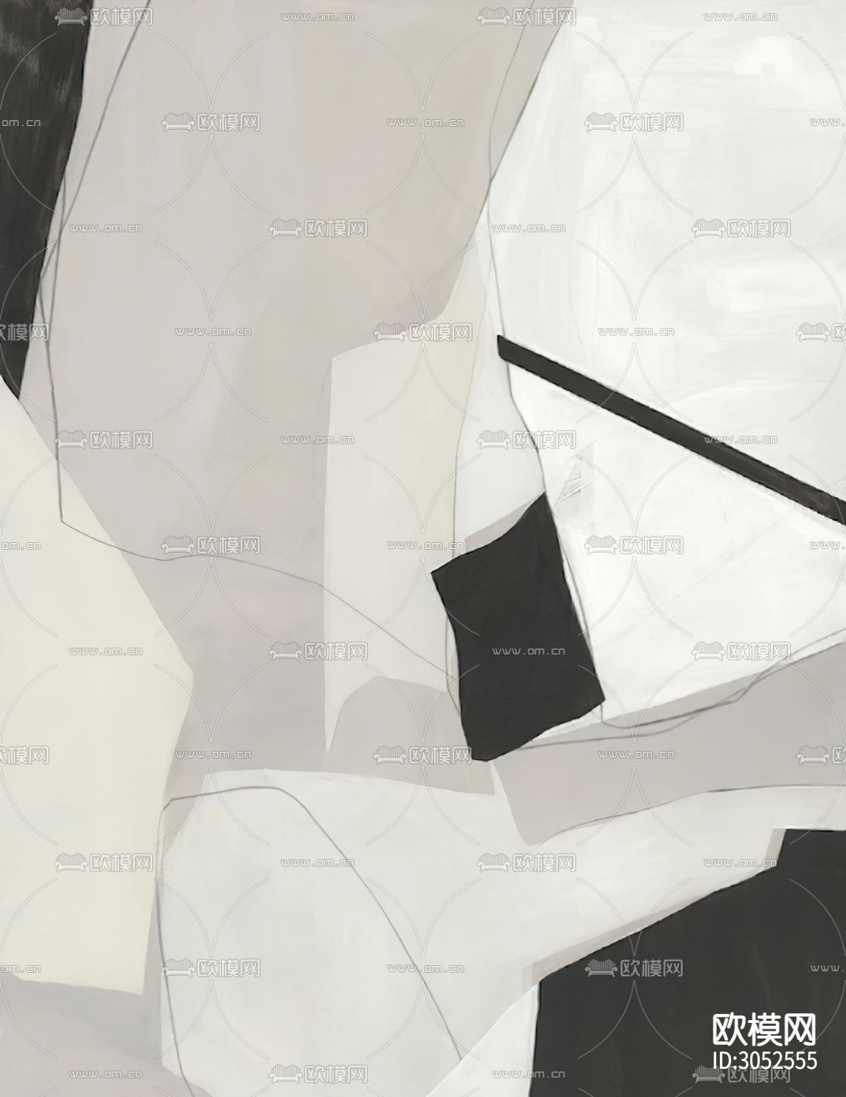 抽象挂画 植物画 海浪画贴图下载（渲染图4）