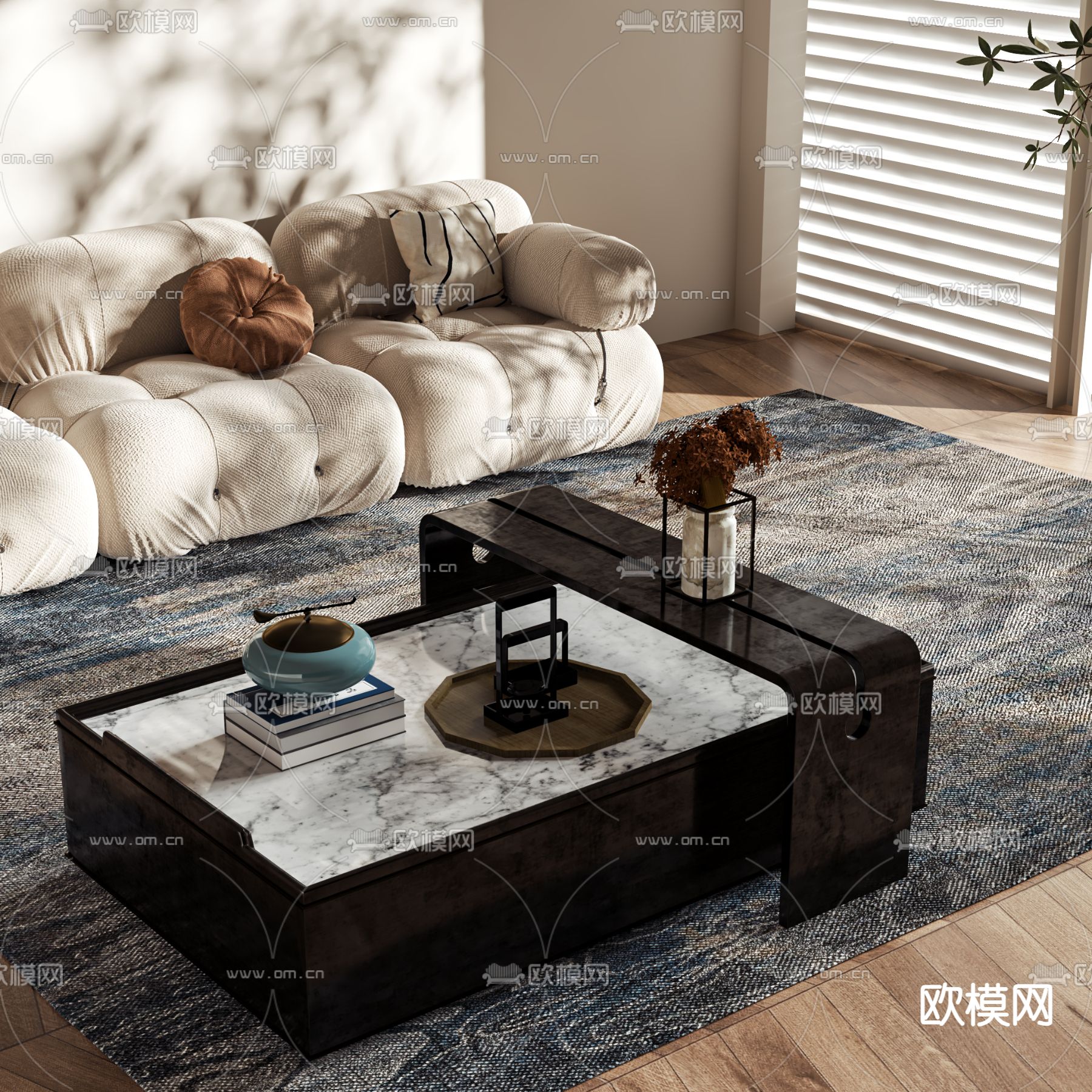 新中式茶几3d模型下载_ID15079224_3dmax免费模型-欧模网