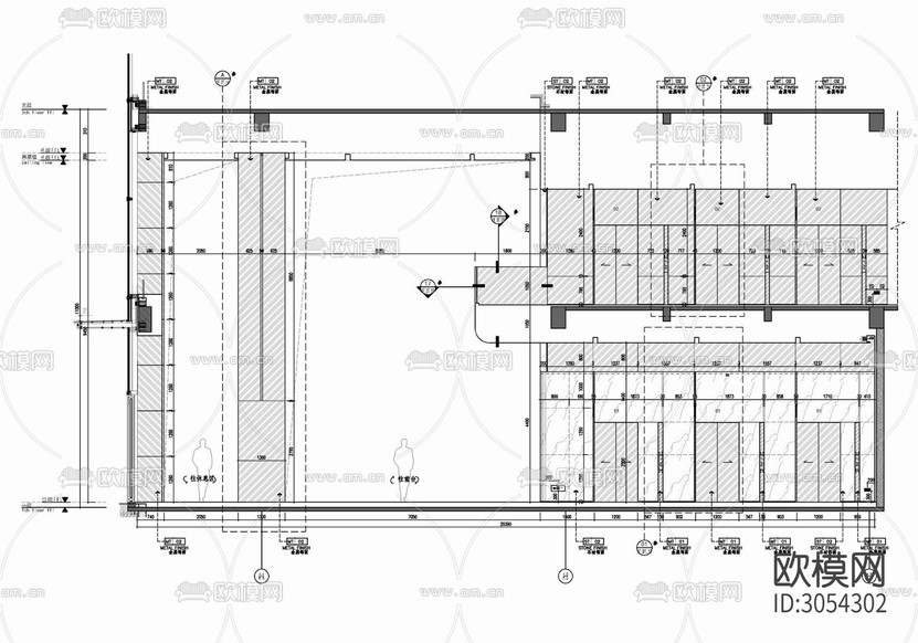 辦公樓大堂及公區(qū)電梯廳 大堂 電梯廳 公區(qū) 走道 衛(wèi)生cad施工圖下載(渲染圖8)