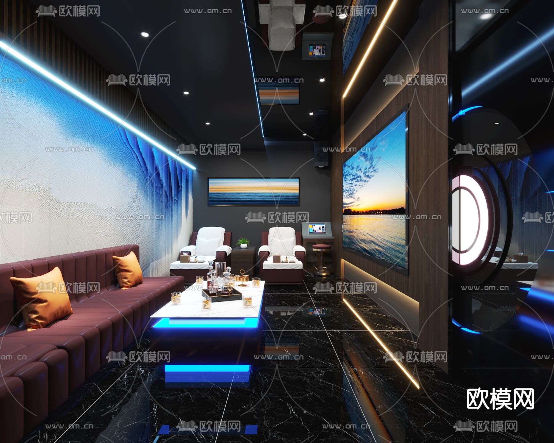 K歌房 足浴包厢3d模型下载