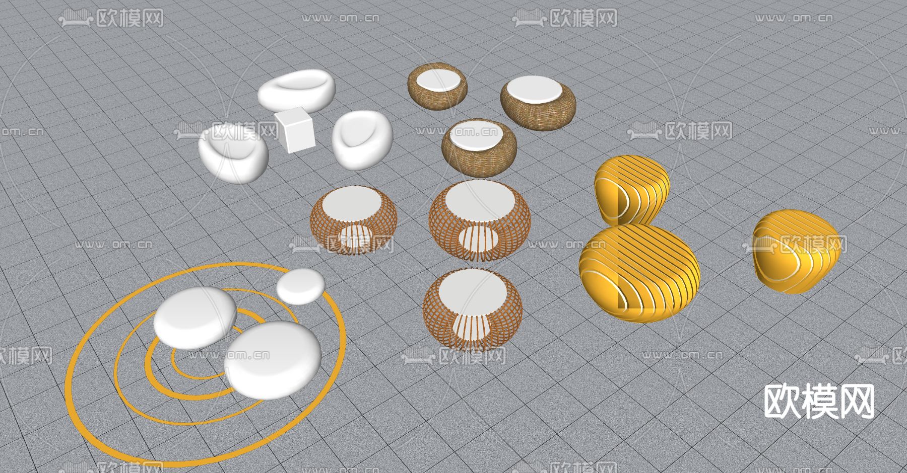 户外座椅 景观树池 儿童座椅 景区座椅su模型下载（渲染图2）