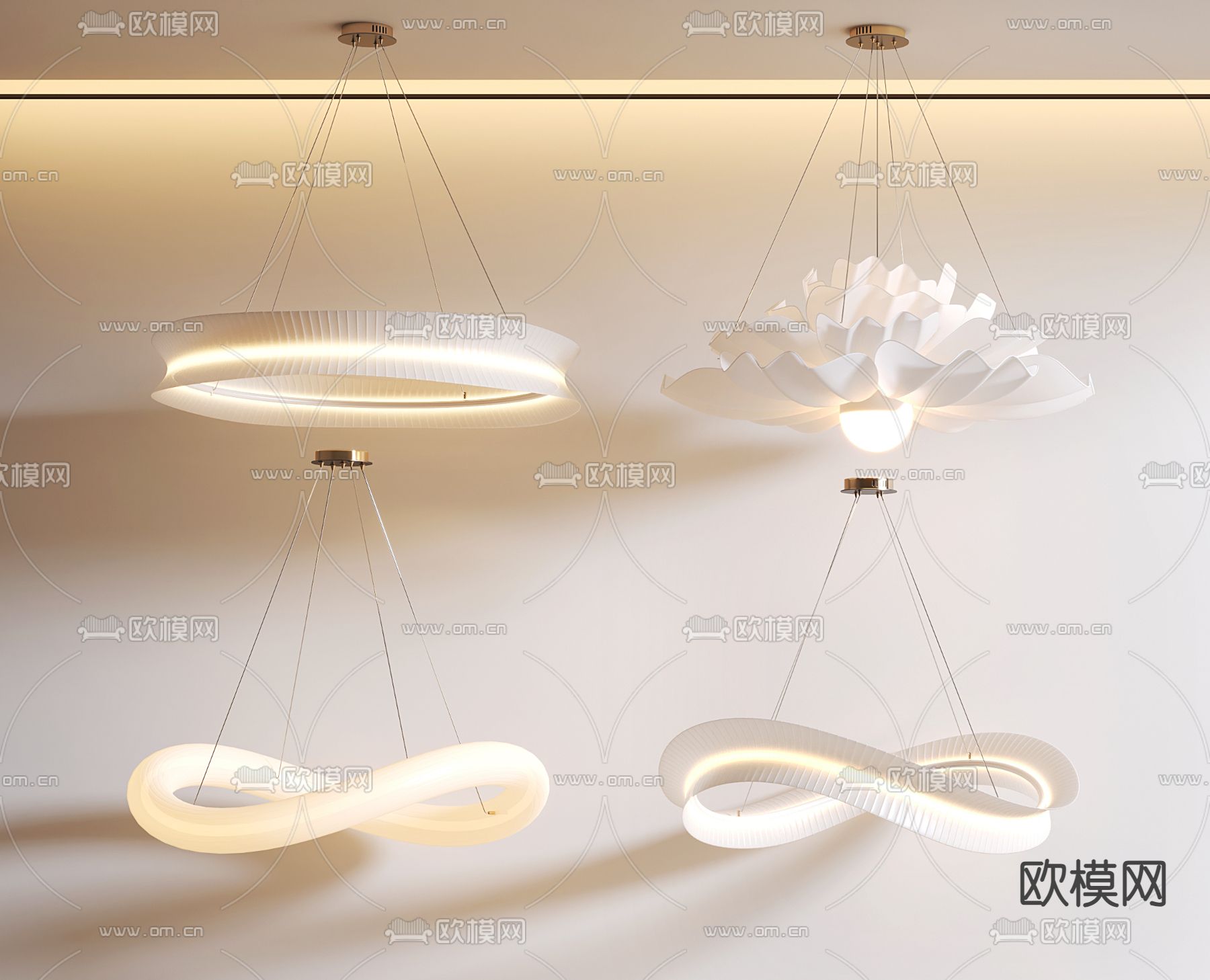 奶油风吊灯 大厅吊灯3d模型下载