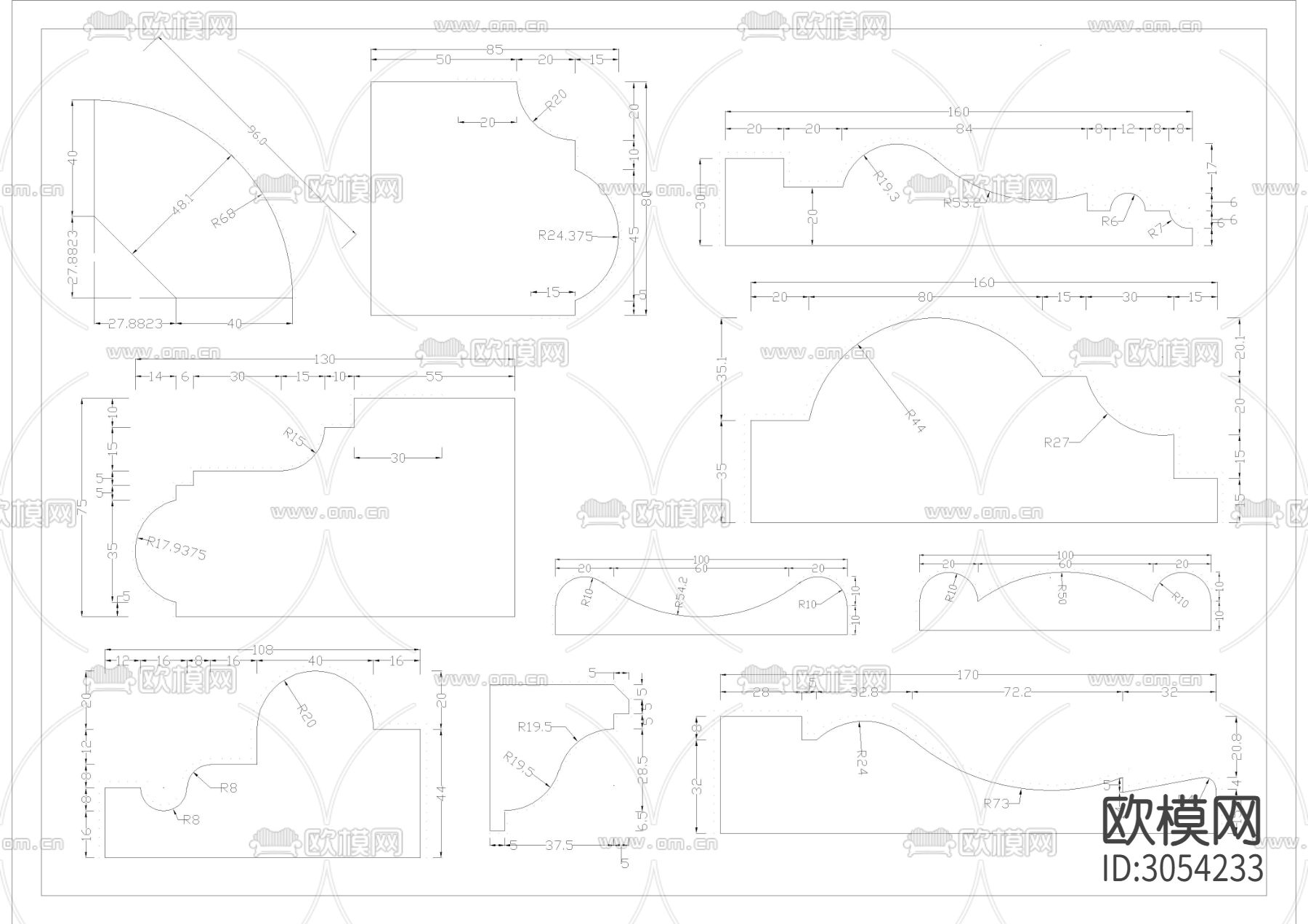 石材公司线条合集+深化图纸cad大样图下载（渲染图3）