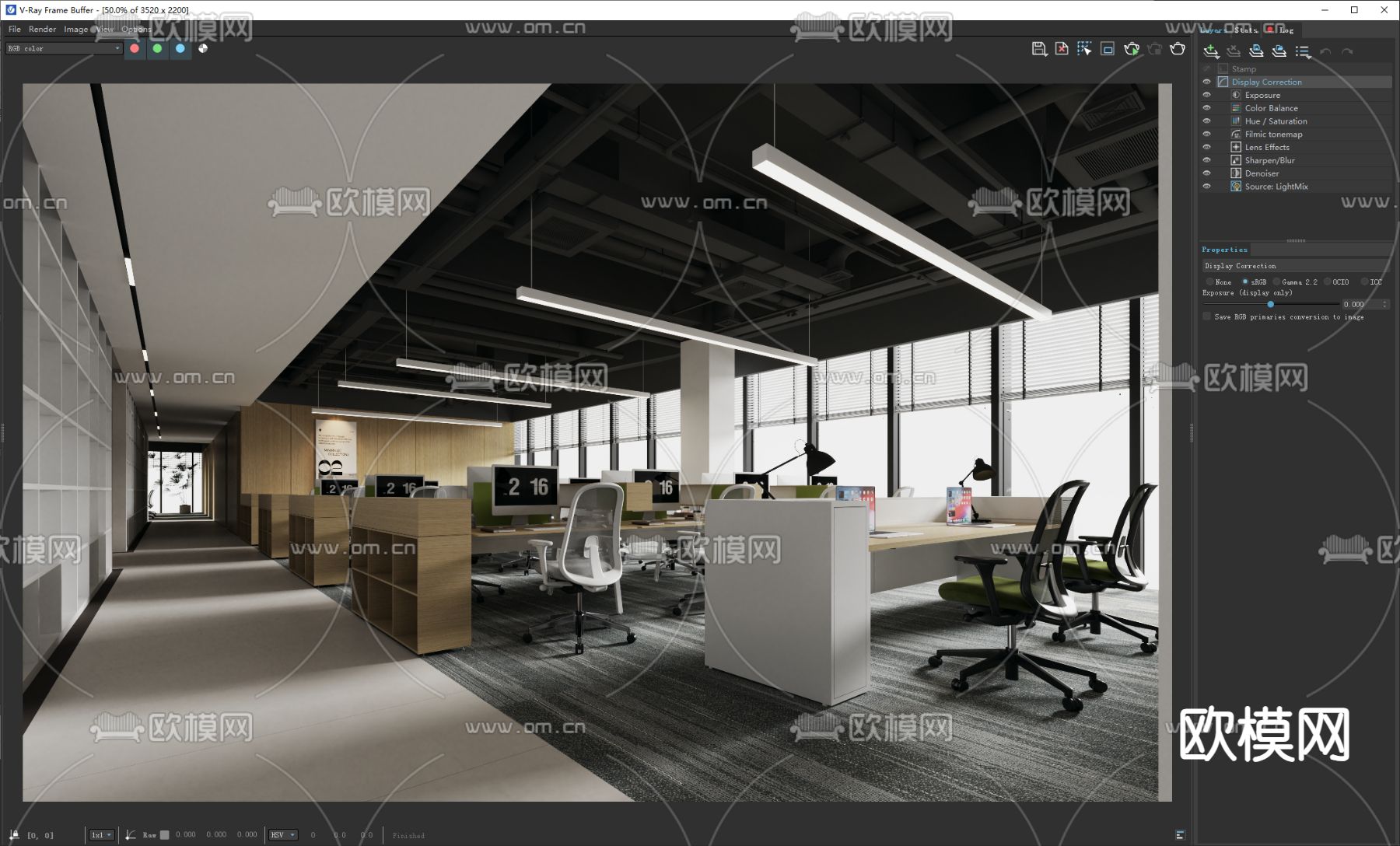 公共办公区 开放办公室su模型下载（渲染图3）