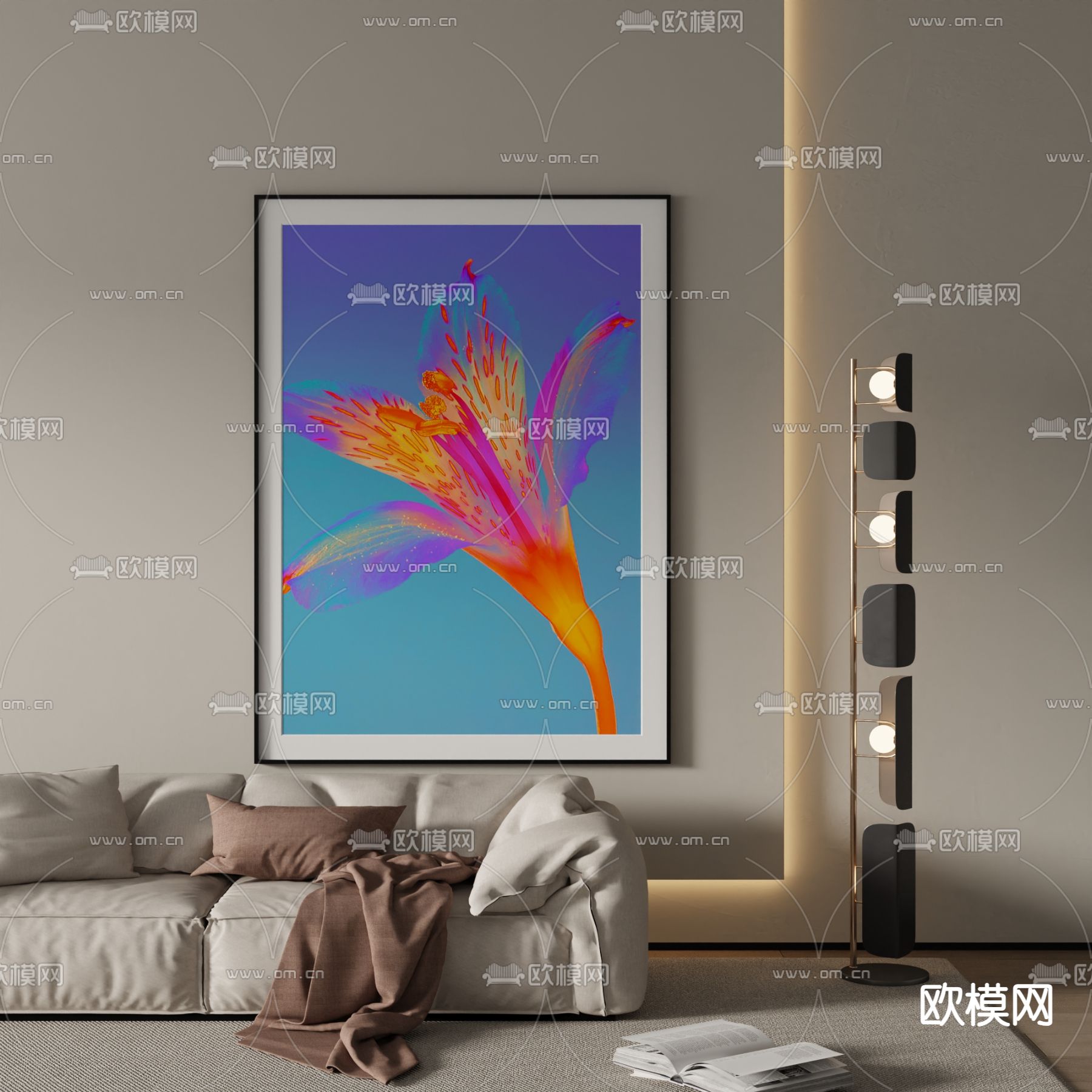 孟菲斯装饰画 抽象画su模型下载（渲染图1）