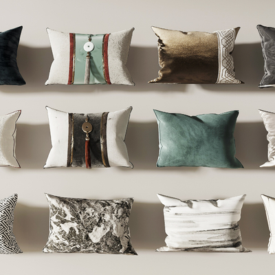  新中式抱枕 靠枕 枕头su模型 