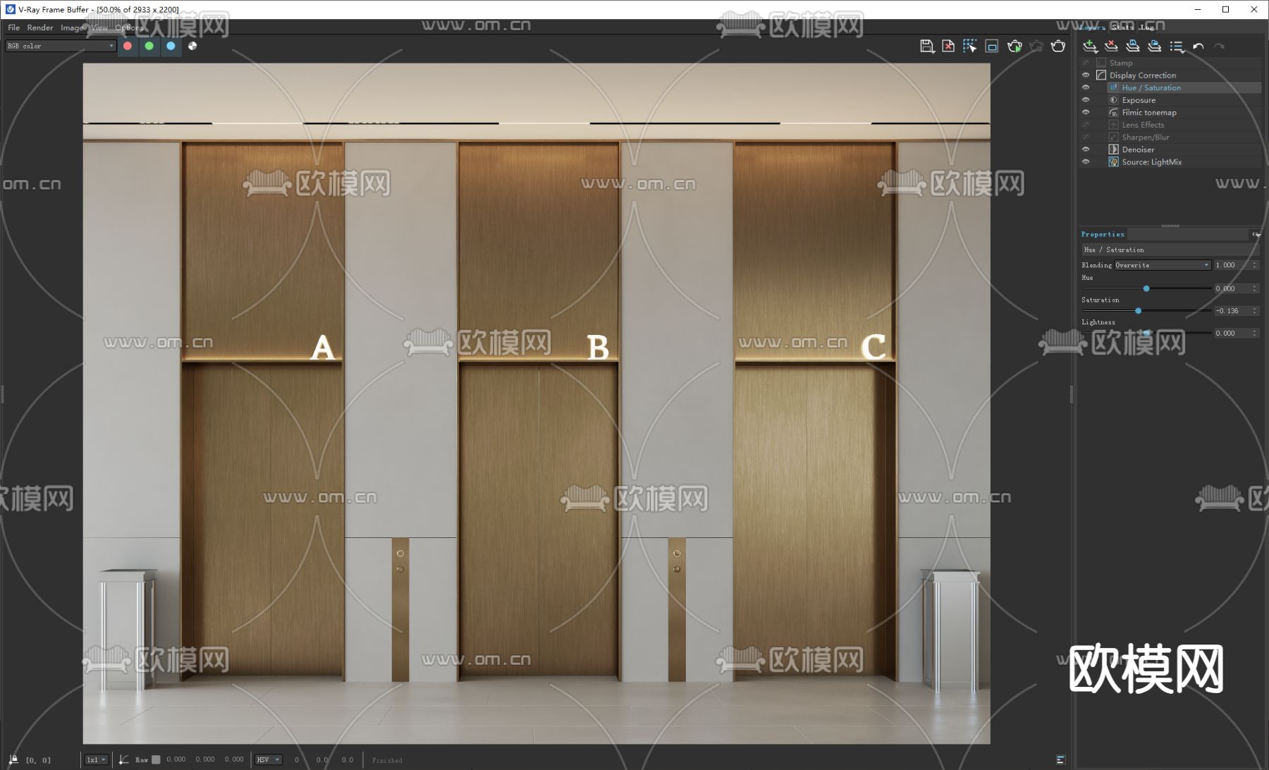 现代电梯厅 电梯门su模型下载（渲染图3）
