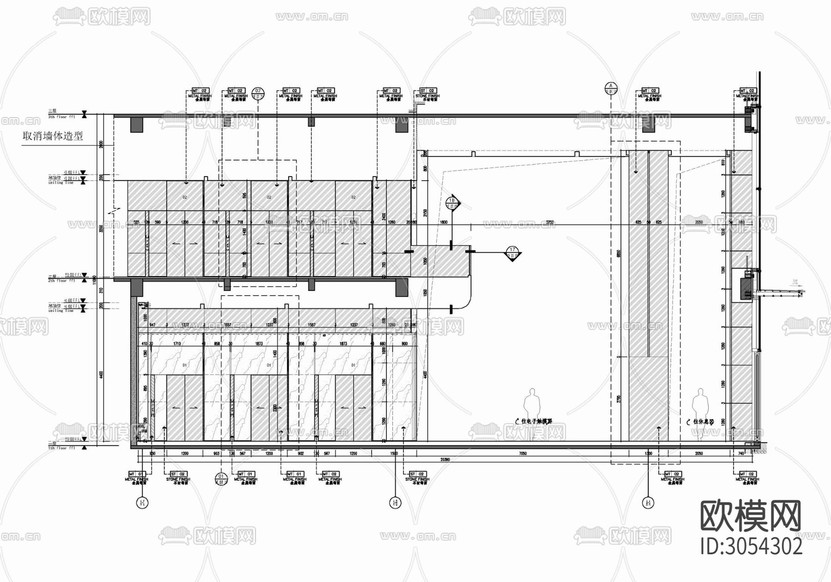 辦公樓大堂及公區(qū)電梯廳 大堂 電梯廳 公區(qū) 走道 衛(wèi)生cad施工圖下載(渲染圖7)
