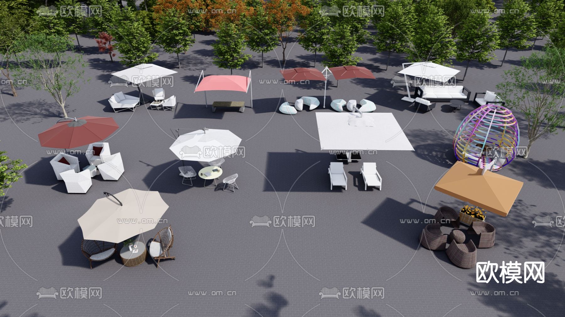 景观座椅 户外座椅 公园椅 广场椅su模型下载（渲染图1）