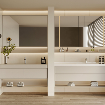  洗手台 镜柜 浴室柜su模型 