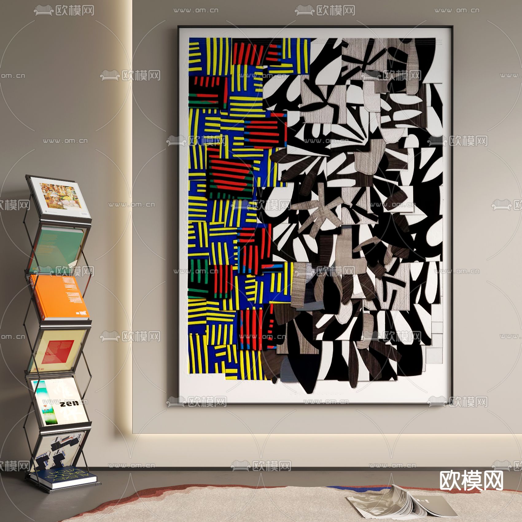 孟菲斯挂画 装饰画 抽象画su模型下载（渲染图1）