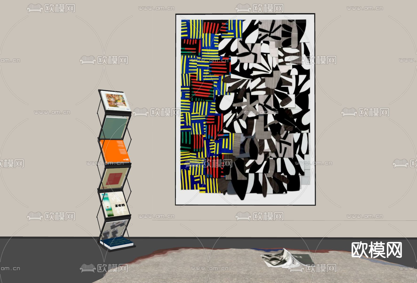 孟菲斯挂画 装饰画 抽象画su模型下载（渲染图2）