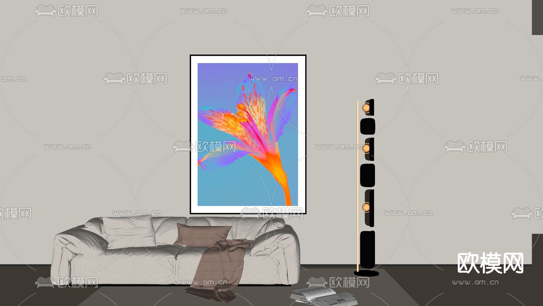 孟菲斯装饰画 抽象画su模型下载（渲染图2）