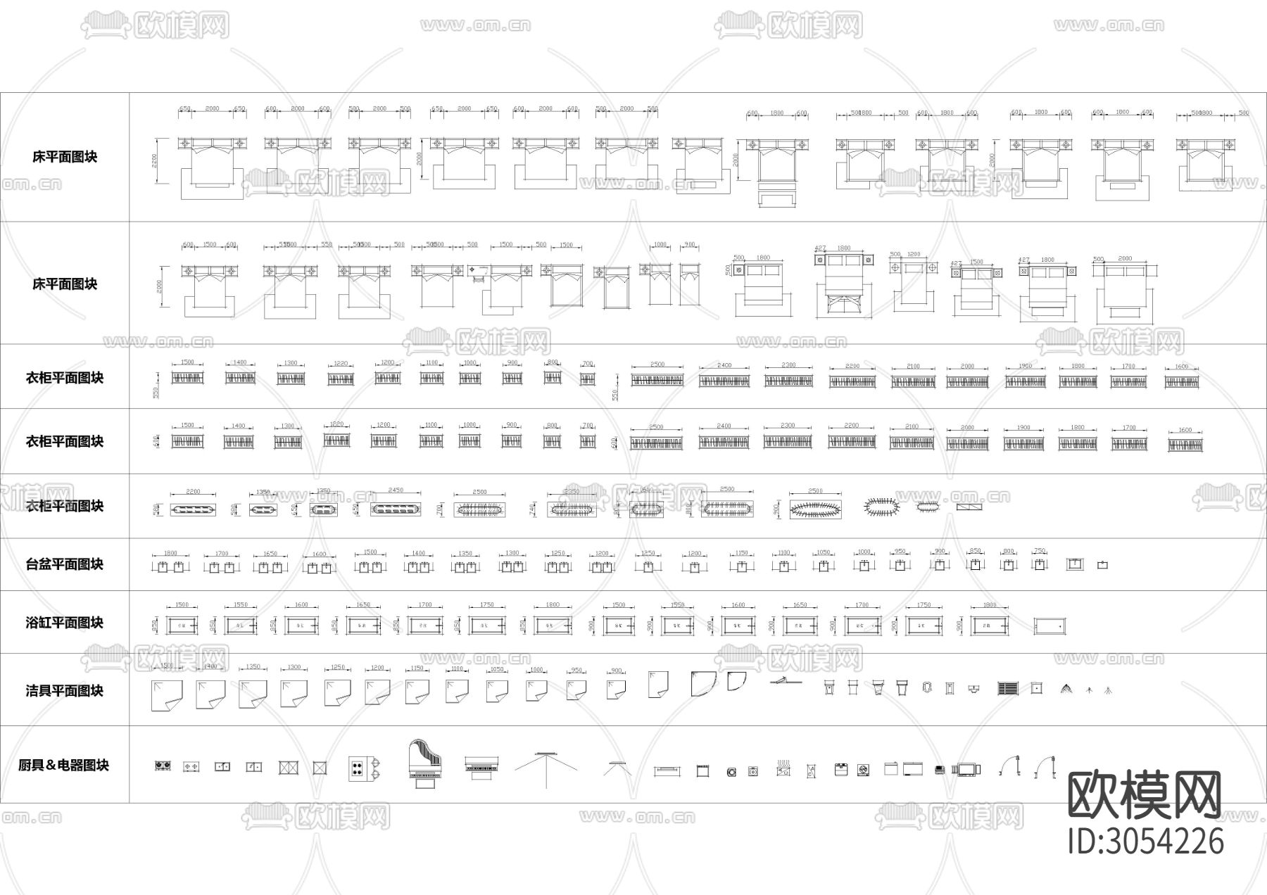 2023室内手绘风平面cad图库下载（渲染图3）