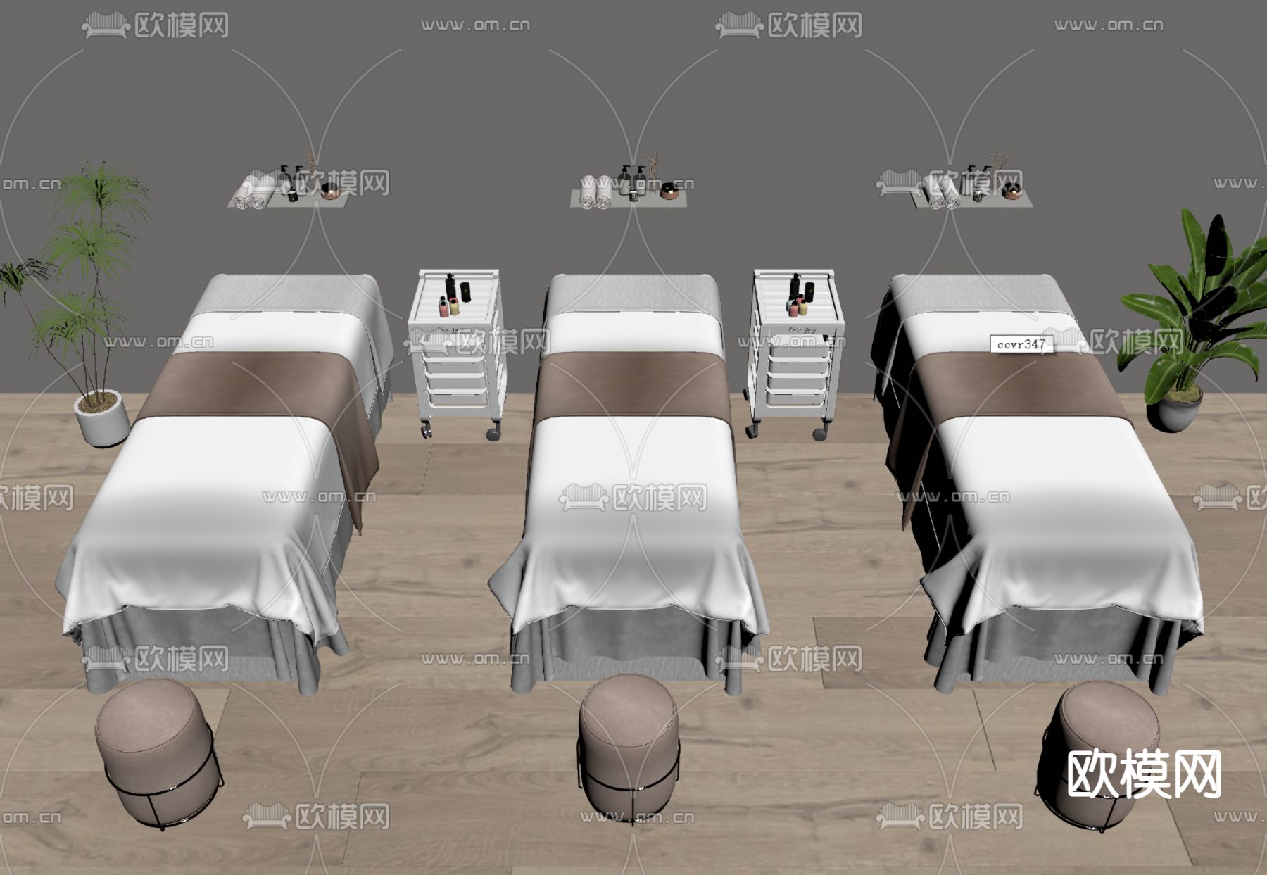 现代美容床 按摩床su模型下载（渲染图2）