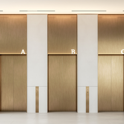 现代电梯厅 电梯门su模型