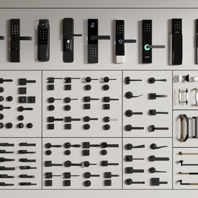 现代门把手 柜门拉手 密码锁 指纹锁su模型