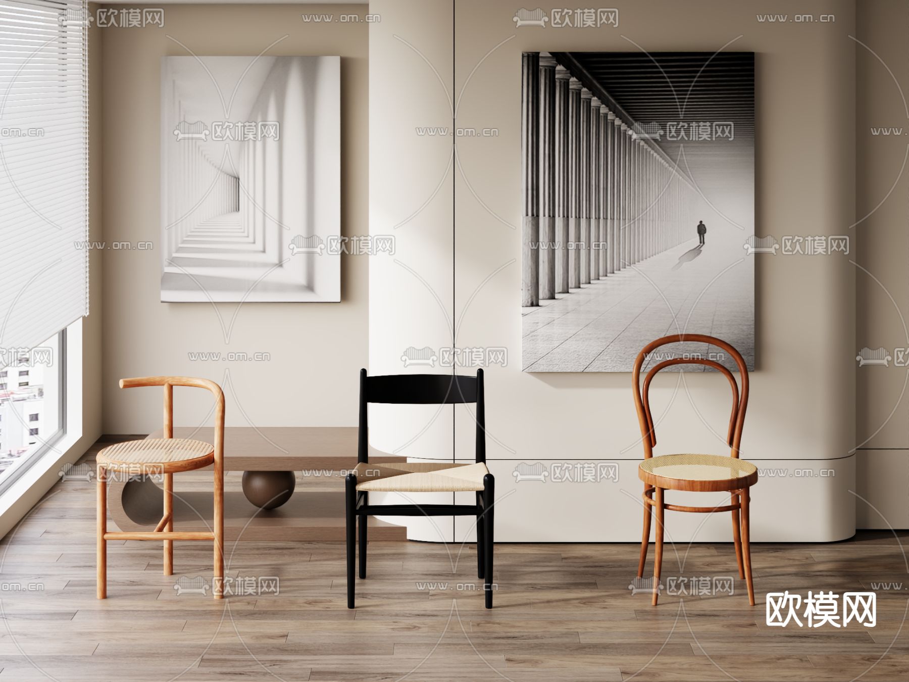 侘寂椅子 餐椅3d模型下载