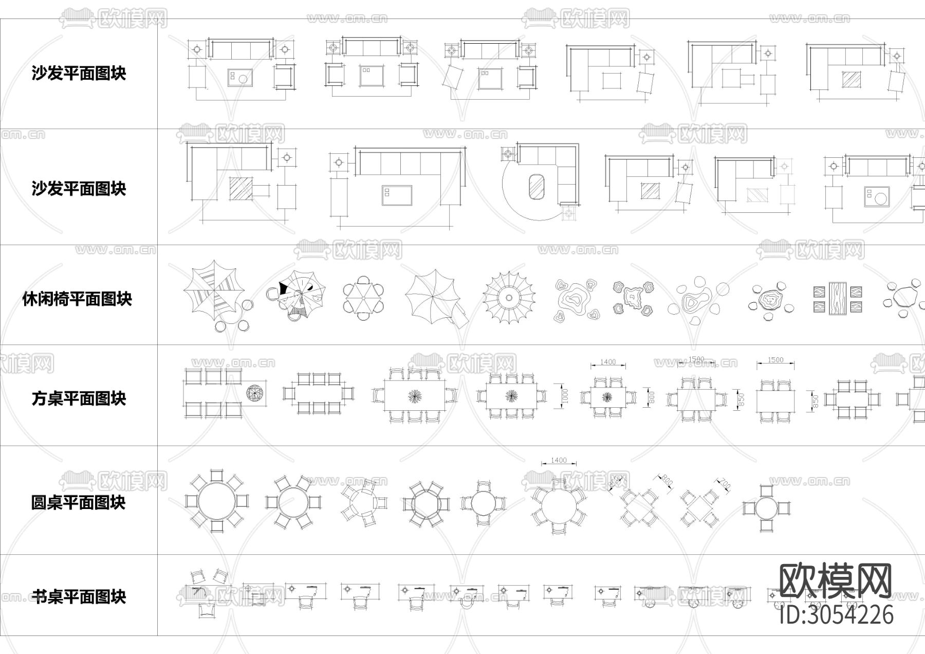 2023室内手绘风平面cad图库下载（渲染图6）