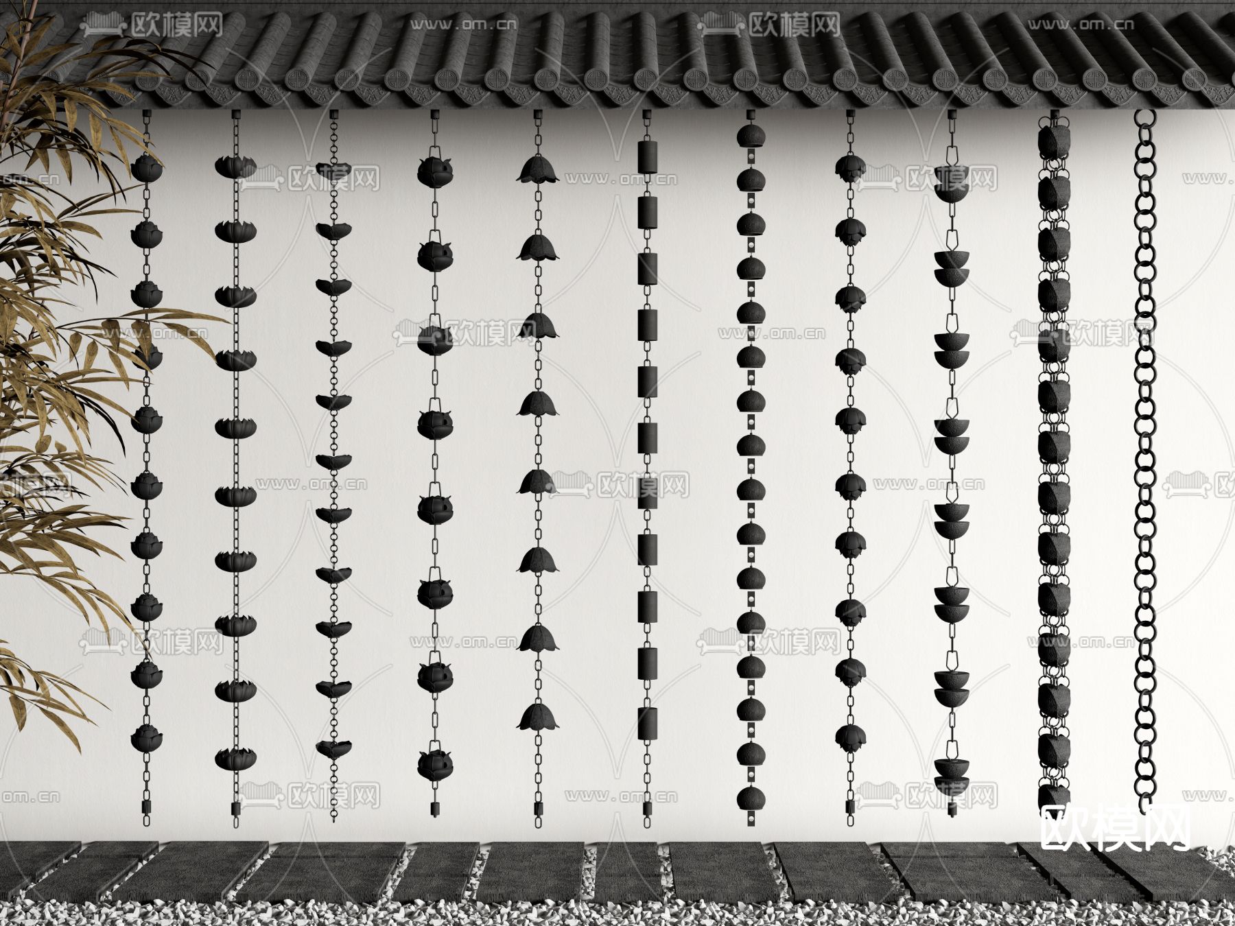 水景雨链 导水链 滴水链3d模型下载