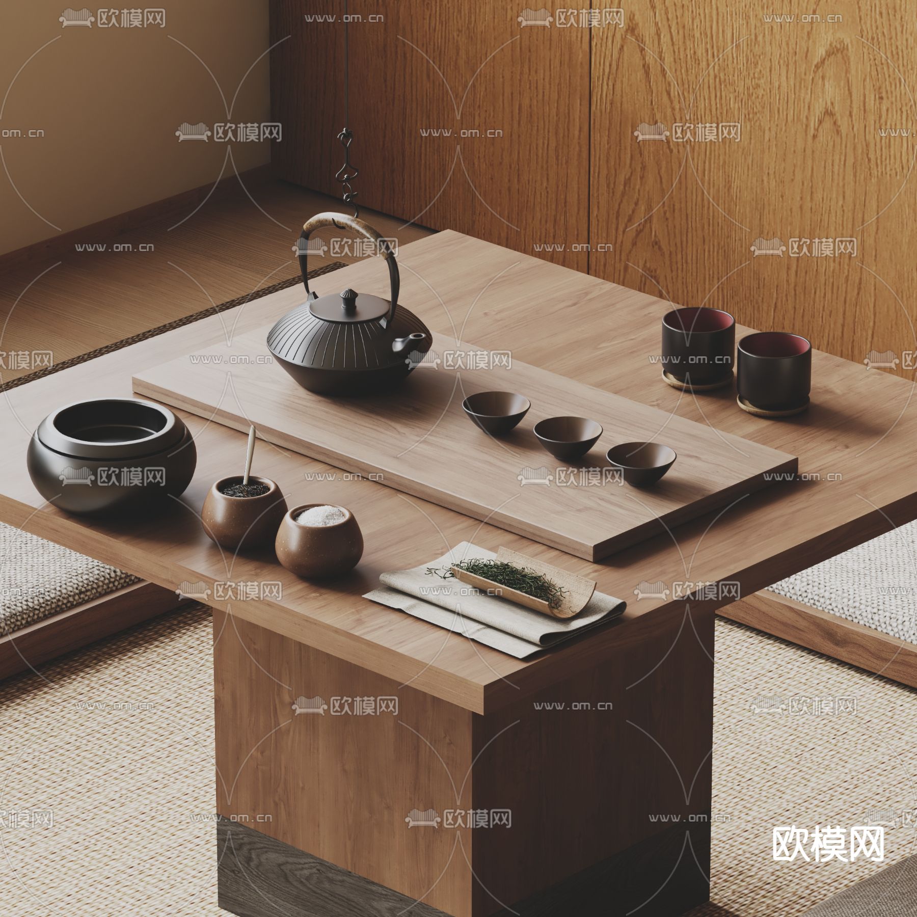 侘寂茶具 茶盘 茶壶3d模型下载