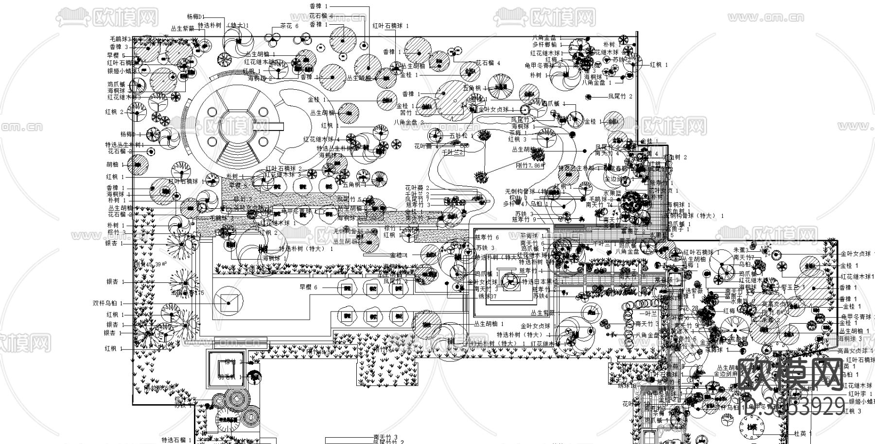 新中式高端居住展示区景观竣工图cad施工图下载（渲染图6）
